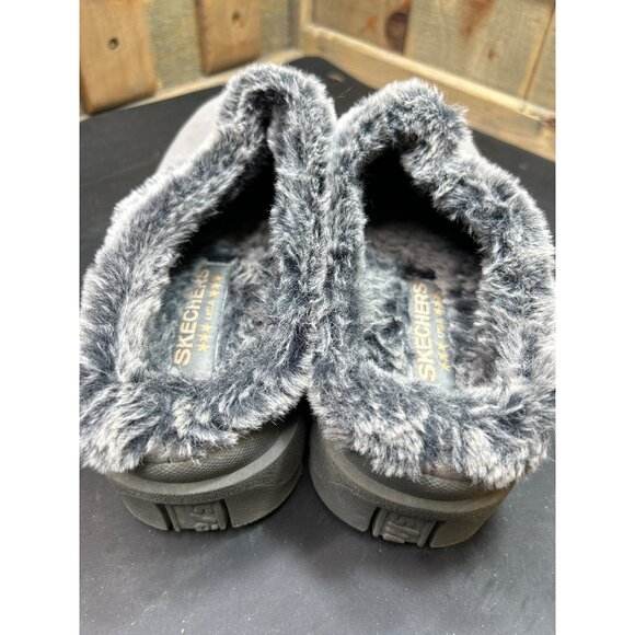 Skechers Womens Fortress Clog Slippers Charcoal Grey Faux Fur Size 9 - Picture 5 of 7